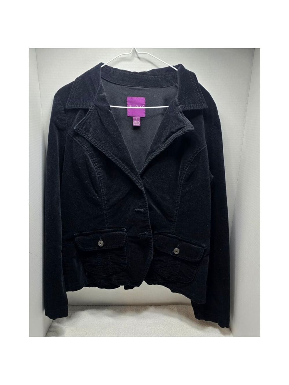 Women's Gloria Vanderbilt Black Corduroy Blazer Jacket M